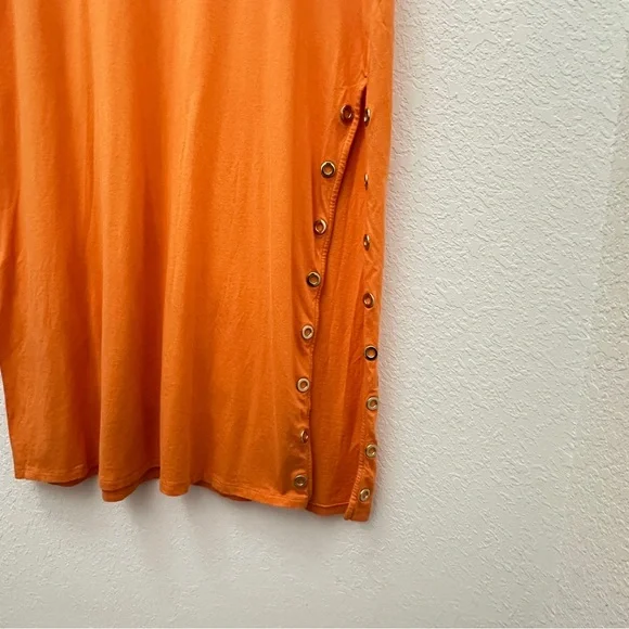 MICHAEL Michael Kors Women’s Orange Cotton Short Sleeves Maxi Dress Size L - Picture 6 of 13
